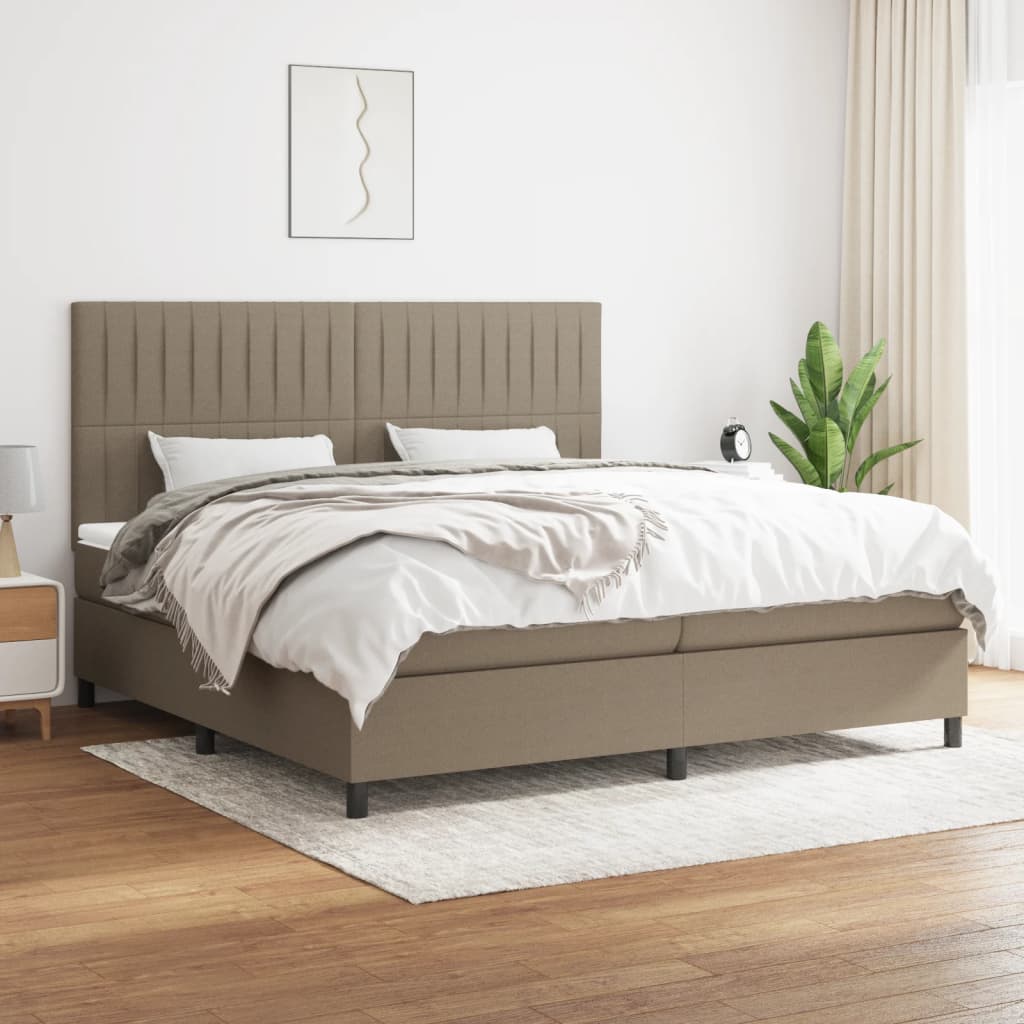 Sommier à lattes de lit avec matelas Taupe 200x200 cm Tissu