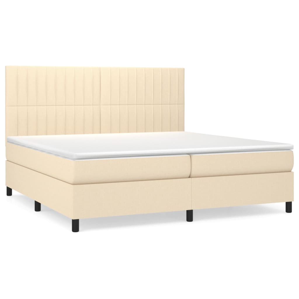 Sommier à lattes de lit avec matelas Crème 200x200 cm Tissu