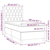 Sommier à lattes de lit avec matelas Crème 80x200 cm Tissu