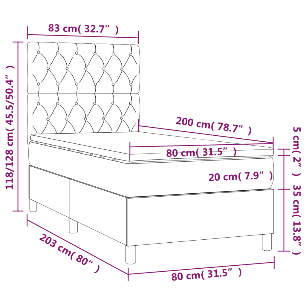 Sommier à lattes de lit avec matelas Bleu 80x200 cm Tissu