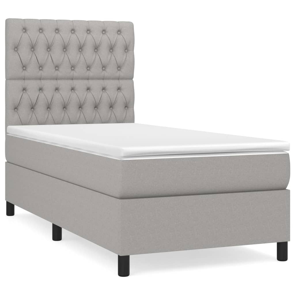 Sommier à lattes de lit avec matelas Gris clair 90x200 cm Tissu