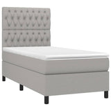 Sommier à lattes de lit avec matelas Gris clair 90x200 cm Tissu