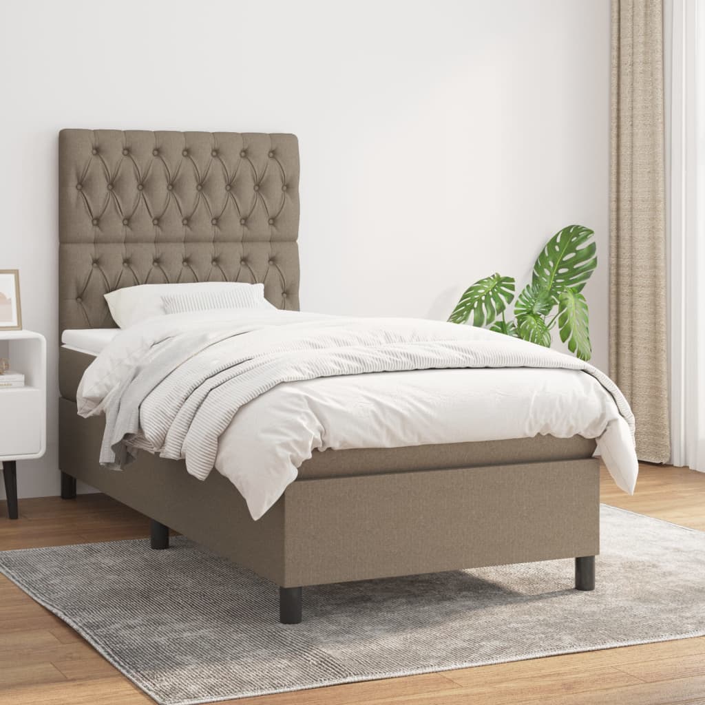 Sommier à lattes de lit avec matelas Taupe 90x200 cm Tissu