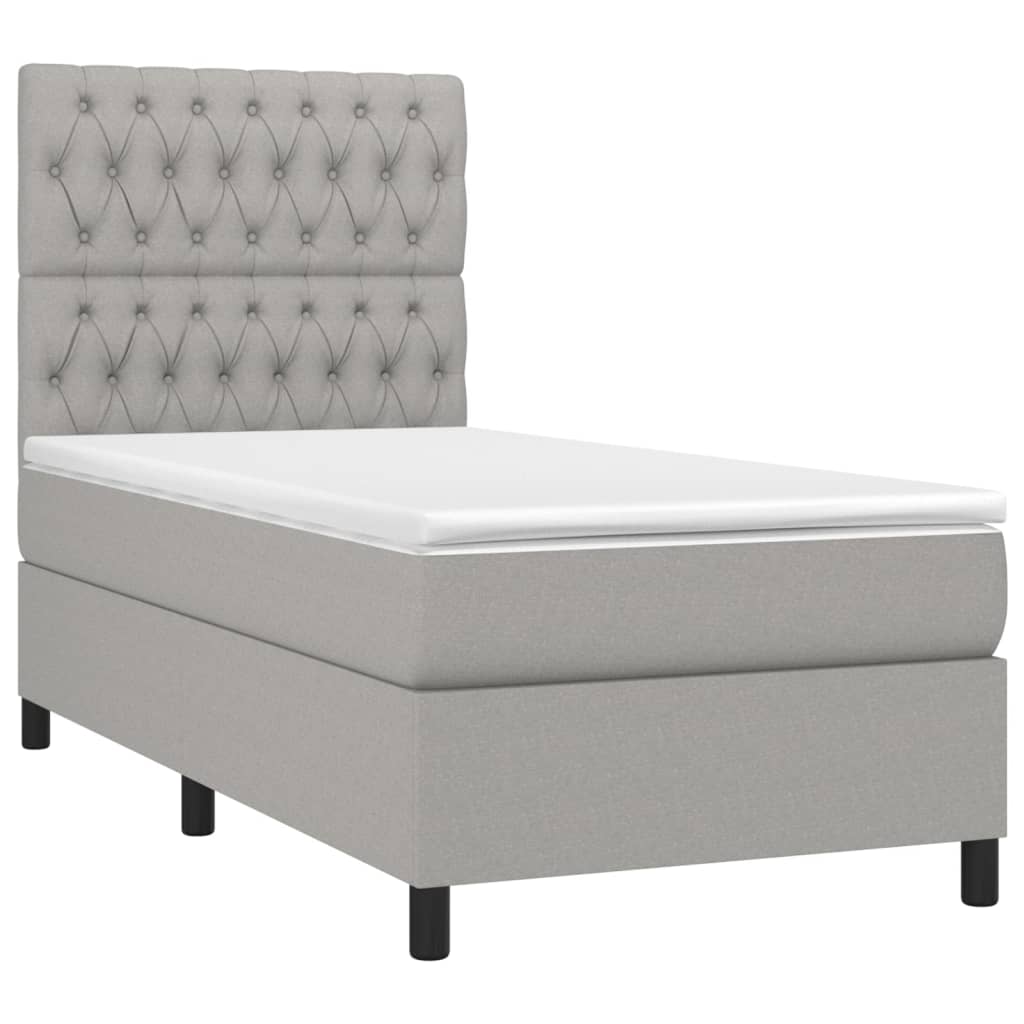 Sommier à lattes de lit avec matelas Gris clair 100x200cm Tissu