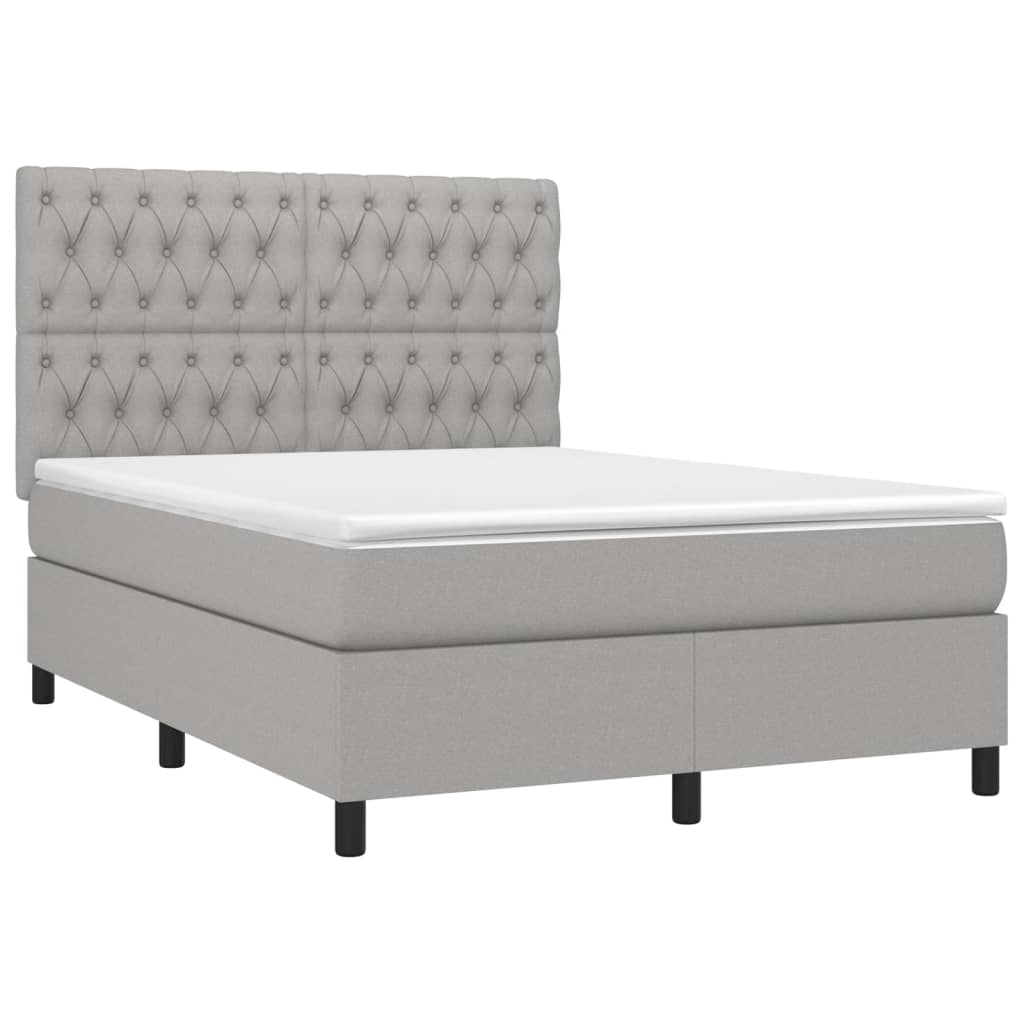 Sommier à lattes de lit avec matelas Gris clair 140x190cm Tissu