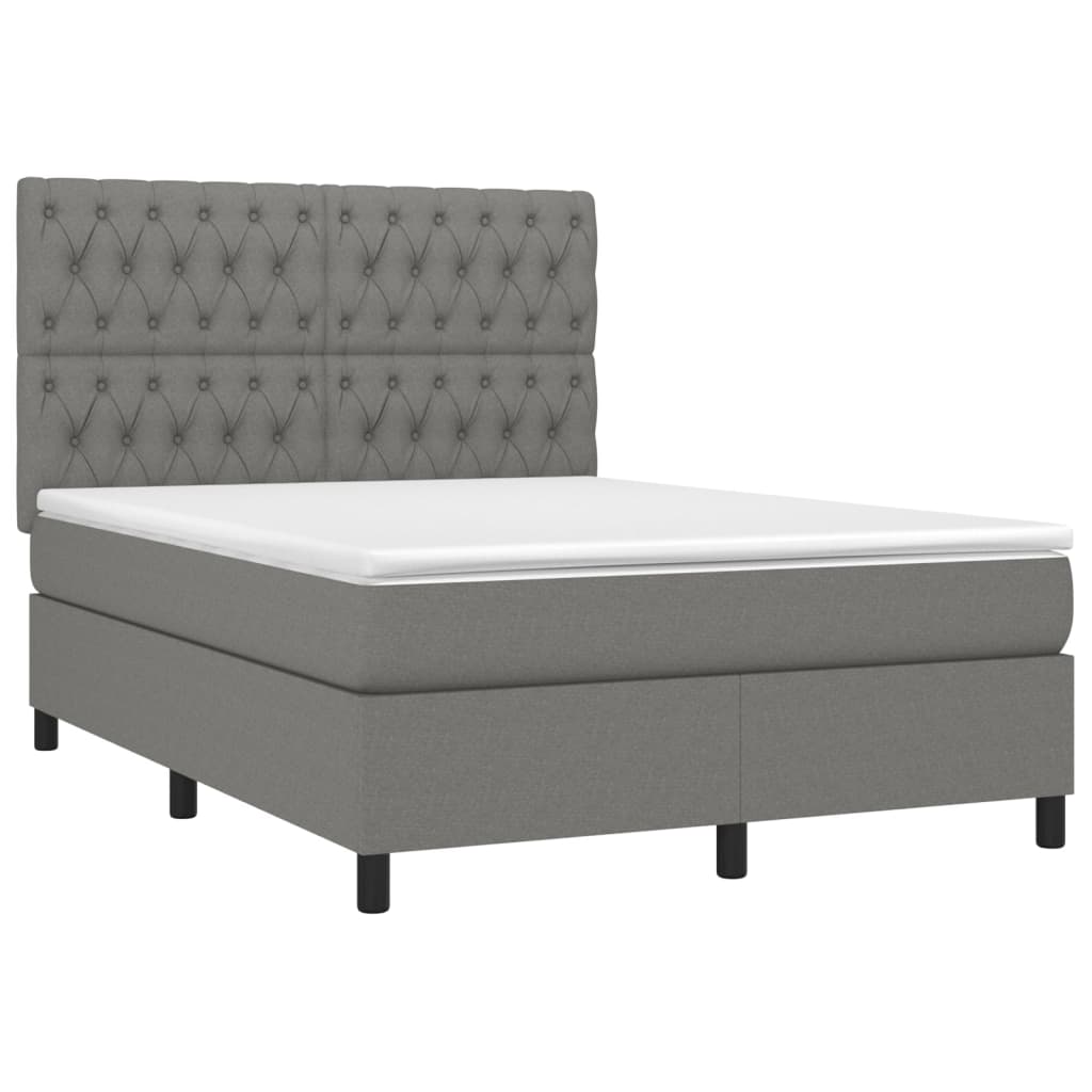 Sommier à lattes de lit avec matelas Gris foncé 140x190cm Tissu