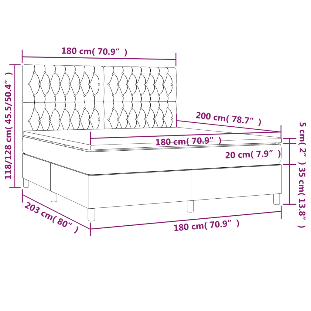 Sommier à lattes de lit avec matelas Gris clair 180x200cm Tissu