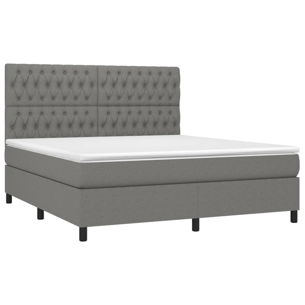 Sommier à lattes de lit avec matelas Gris foncé 180x200cm Tissu