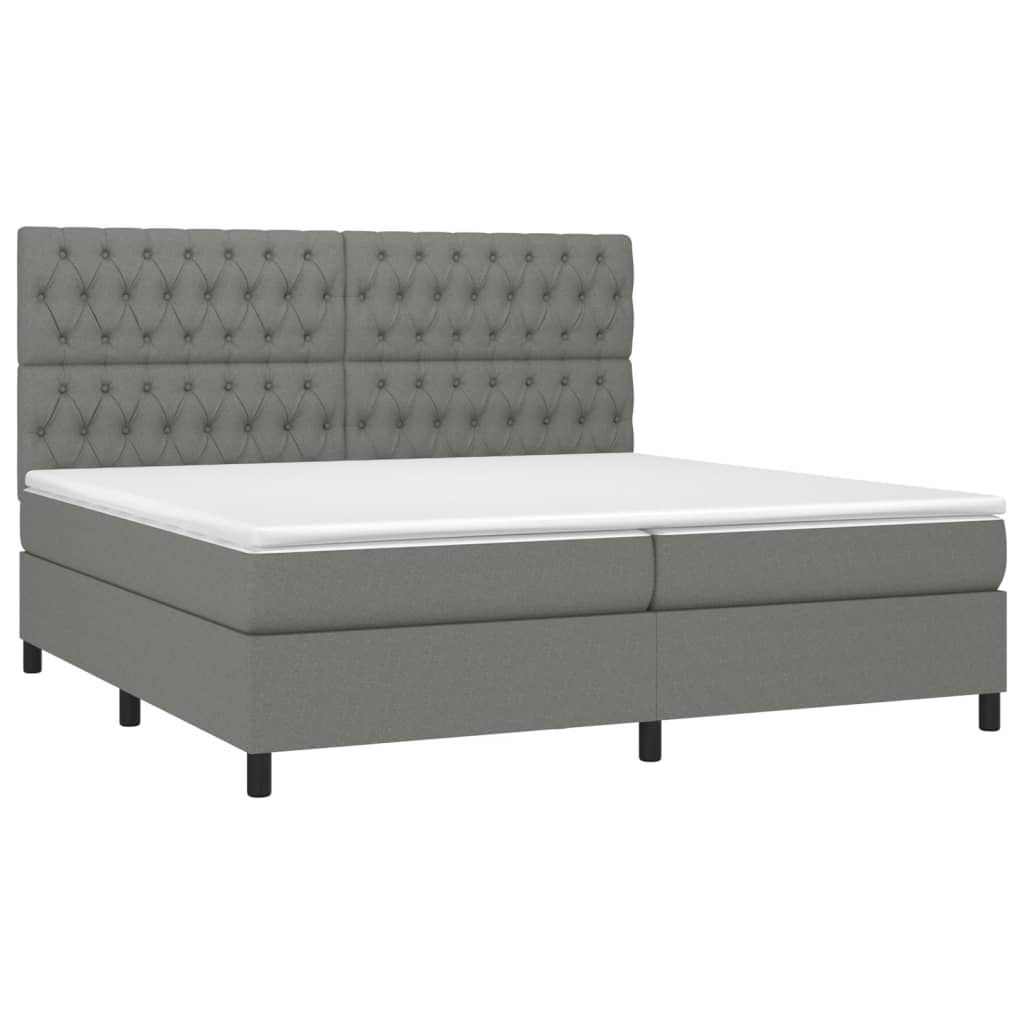 Sommier à lattes de lit avec matelas Gris foncé 200x200cm Tissu