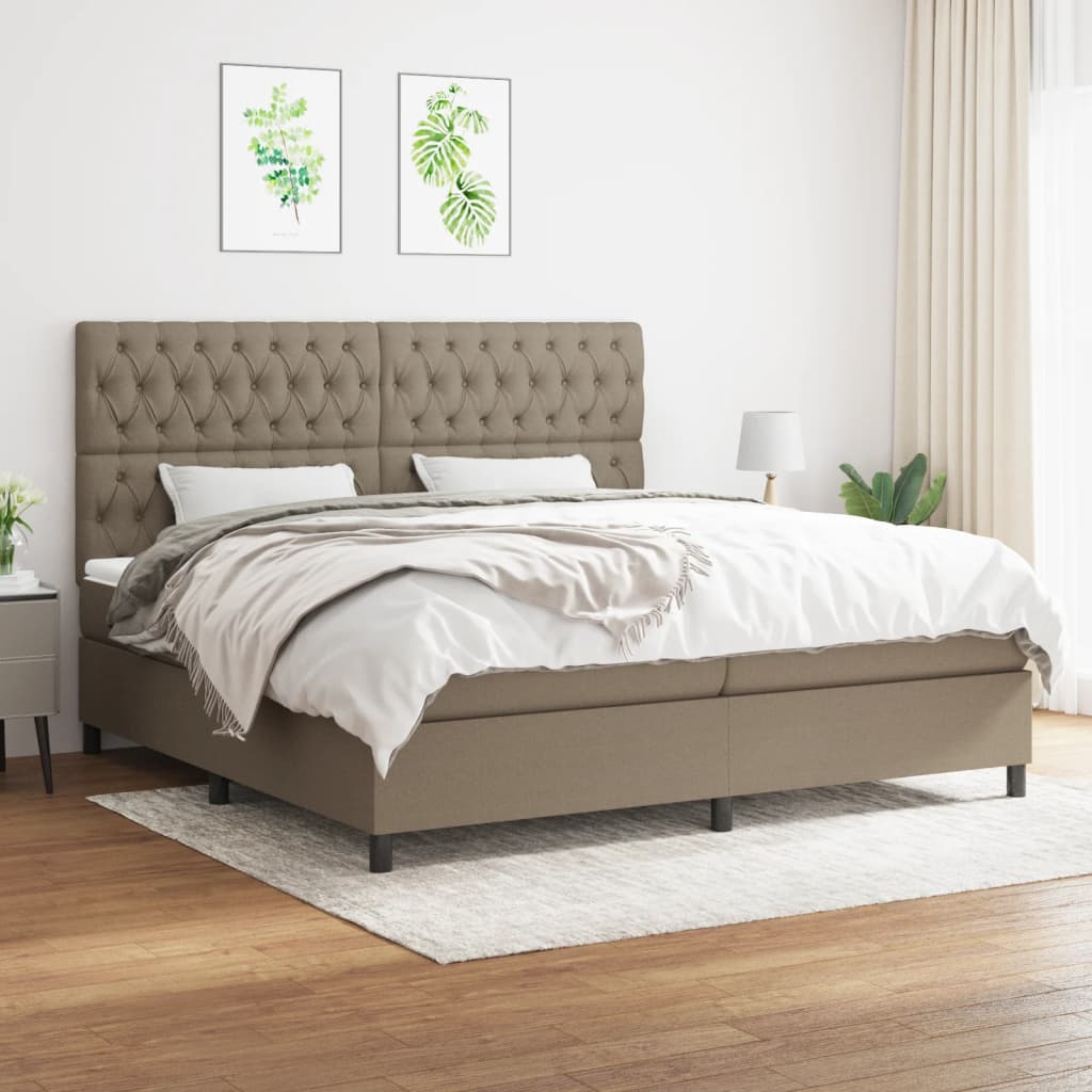 Sommier à lattes de lit avec matelas Taupe 200x200 cm Tissu