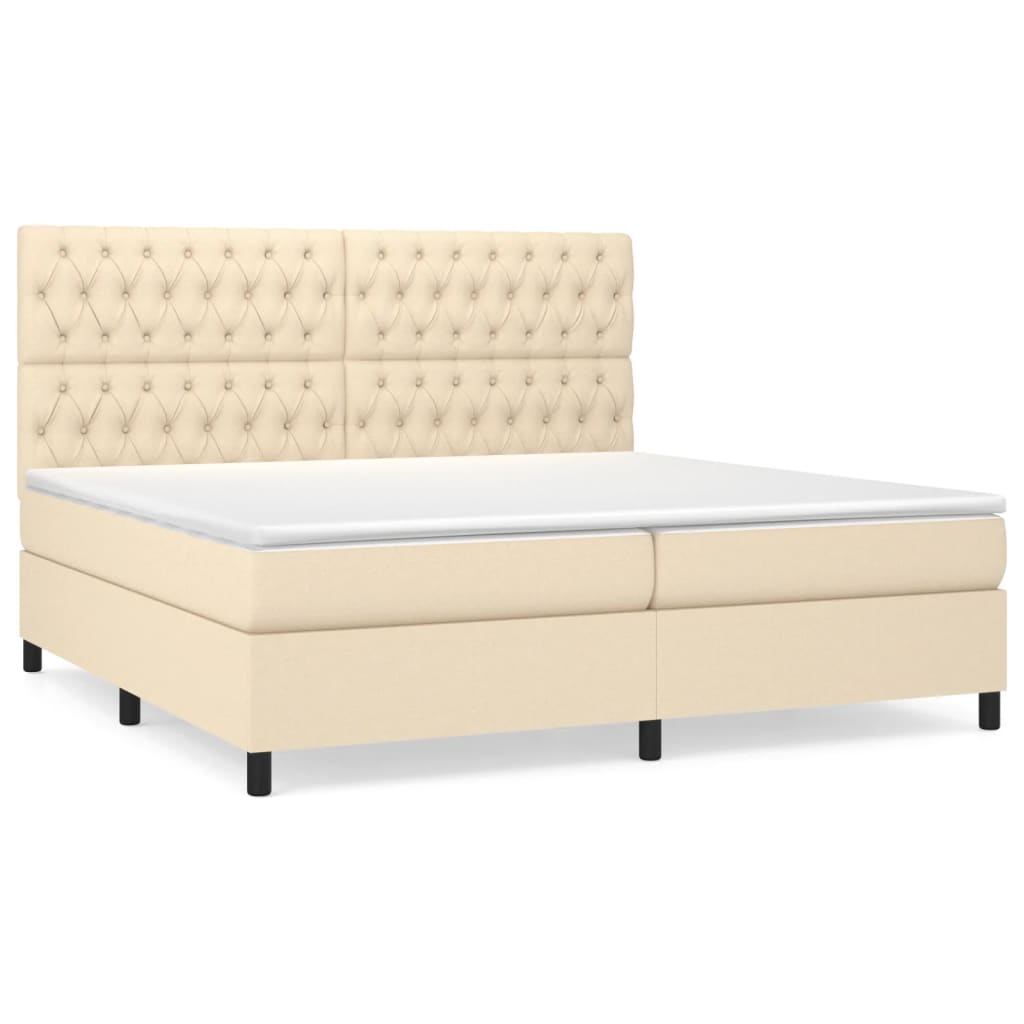 Sommier à lattes de lit avec matelas Crème 200x200 cm Tissu