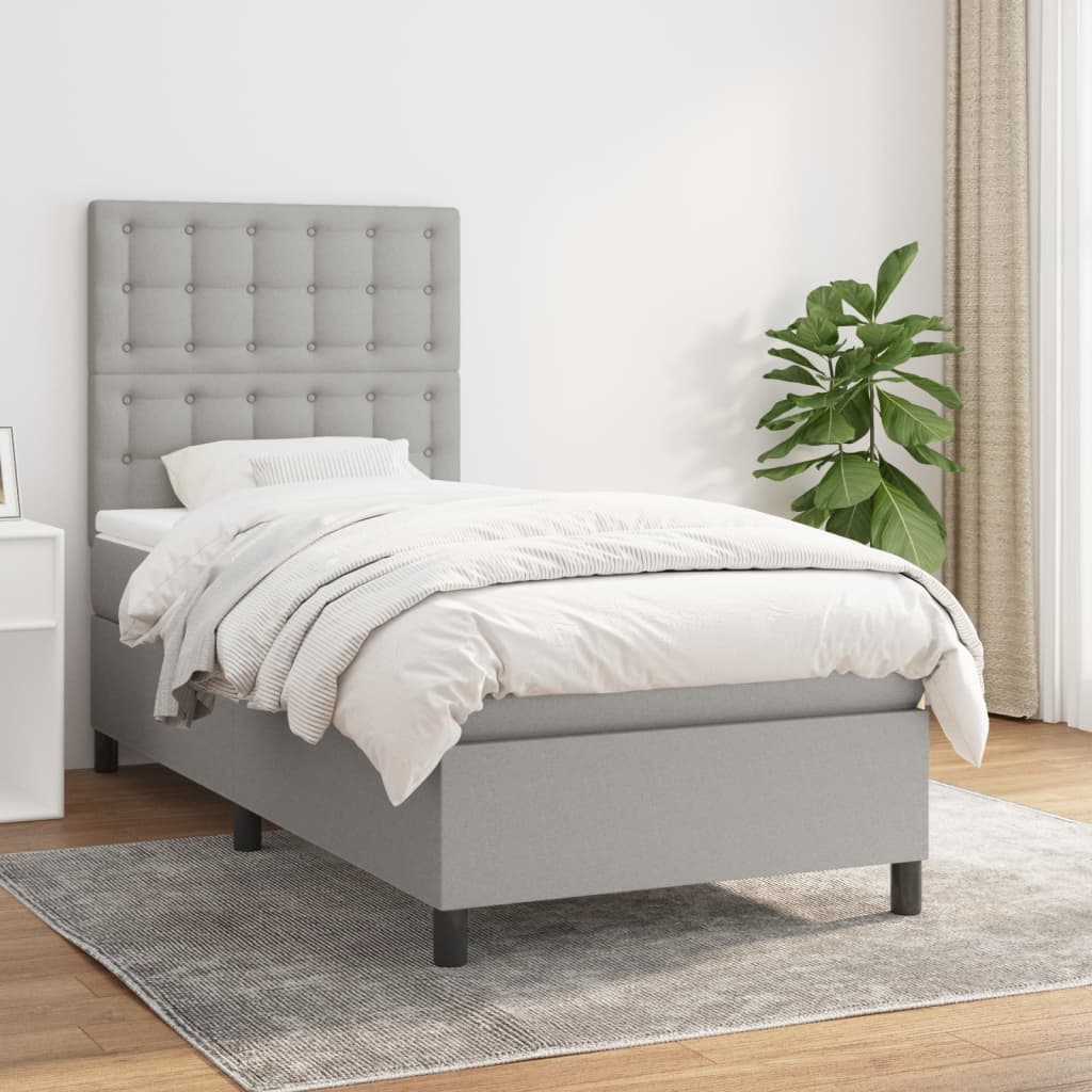 Sommier à lattes de lit avec matelas Gris clair 80x200 cm Tissu