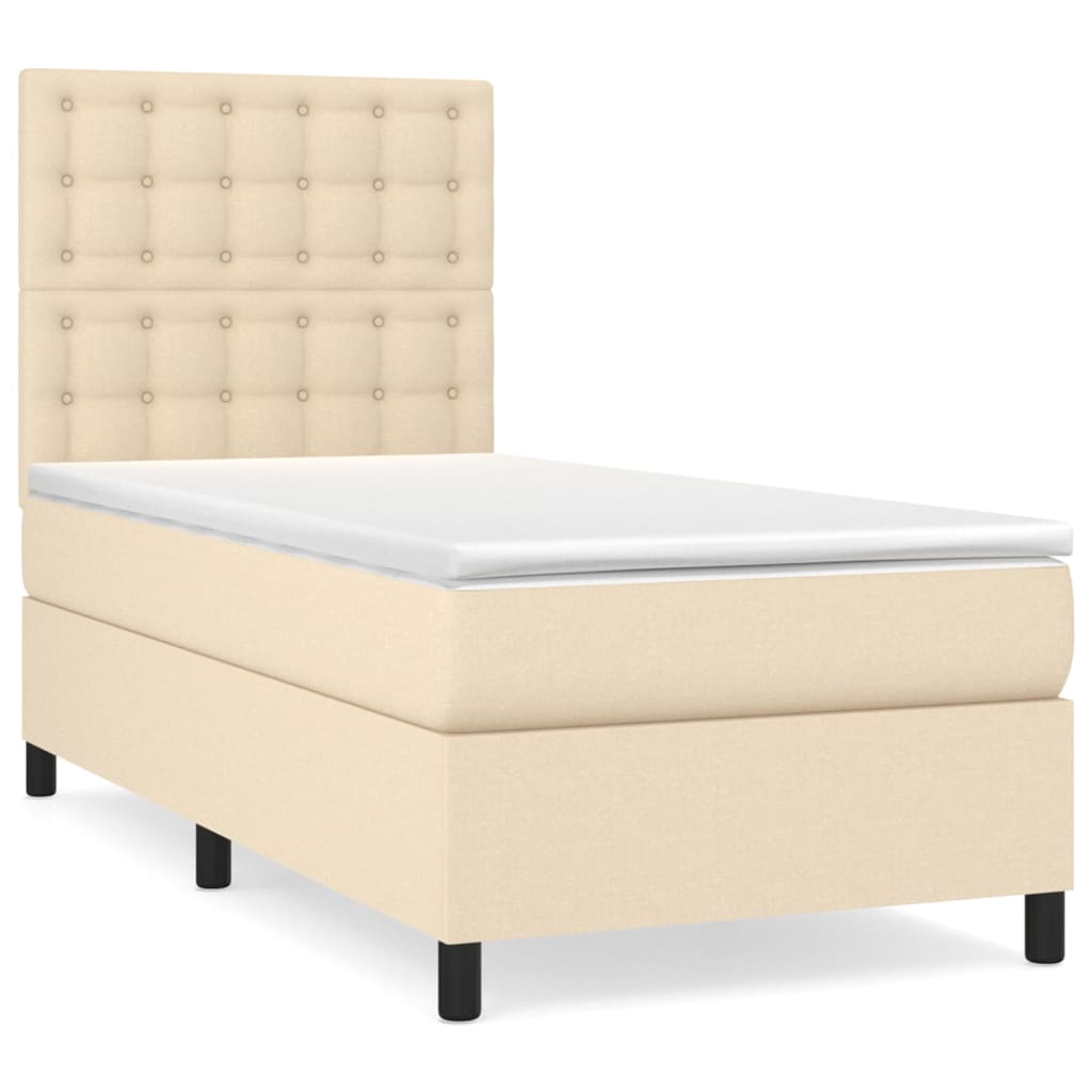 Sommier à lattes de lit avec matelas Crème 80x200 cm Tissu