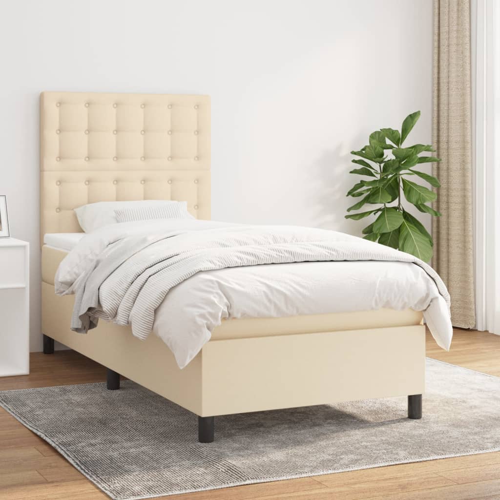 Sommier à lattes de lit avec matelas Crème 80x200 cm Tissu