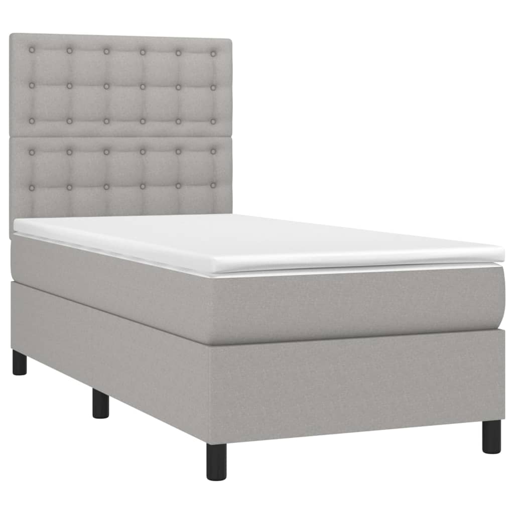 Sommier à lattes de lit avec matelas Gris clair 90x200 cm Tissu