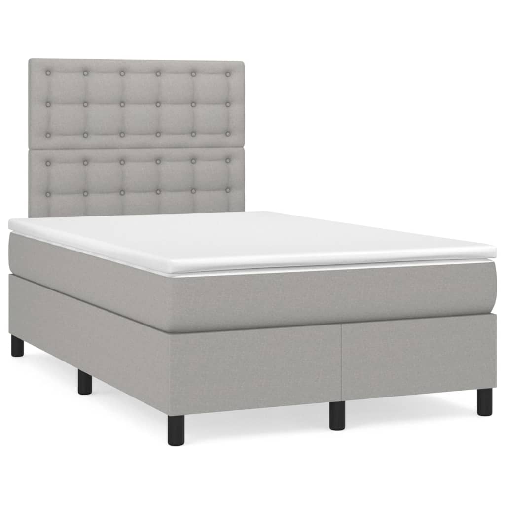 Sommier à lattes de lit avec matelas Gris clair 120x200cm Tissu