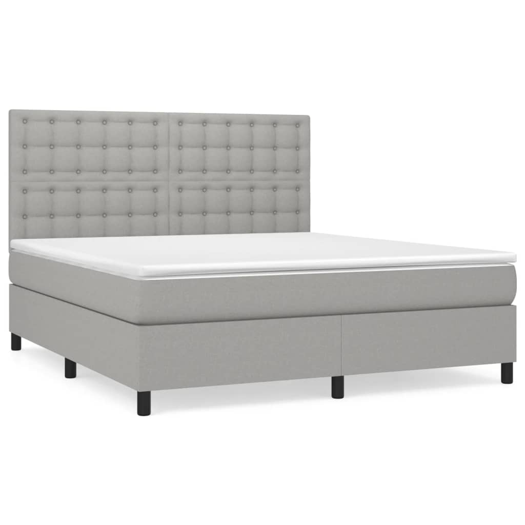 Sommier à lattes de lit avec matelas Gris clair 180x200cm Tissu