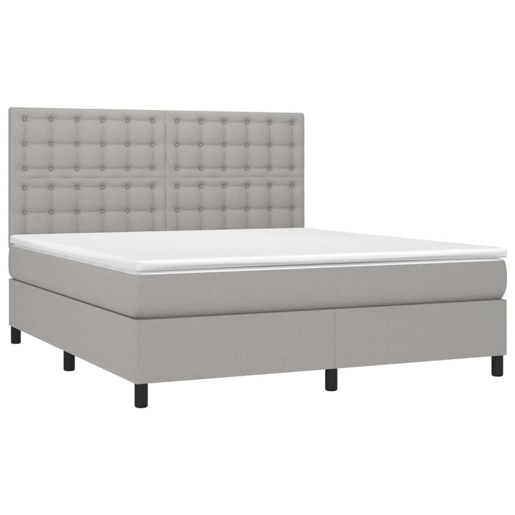 Sommier à lattes de lit avec matelas Gris clair 180x200cm Tissu