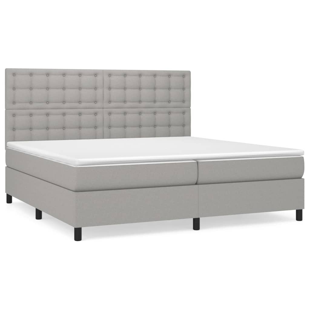 Sommier à lattes de lit avec matelas Gris clair 200x200cm Tissu