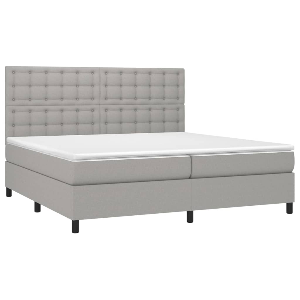 Sommier à lattes de lit avec matelas Gris clair 200x200cm Tissu