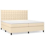 Sommier à lattes de lit avec matelas Crème 200x200 cm Tissu