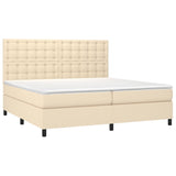 Sommier à lattes de lit avec matelas Crème 200x200 cm Tissu