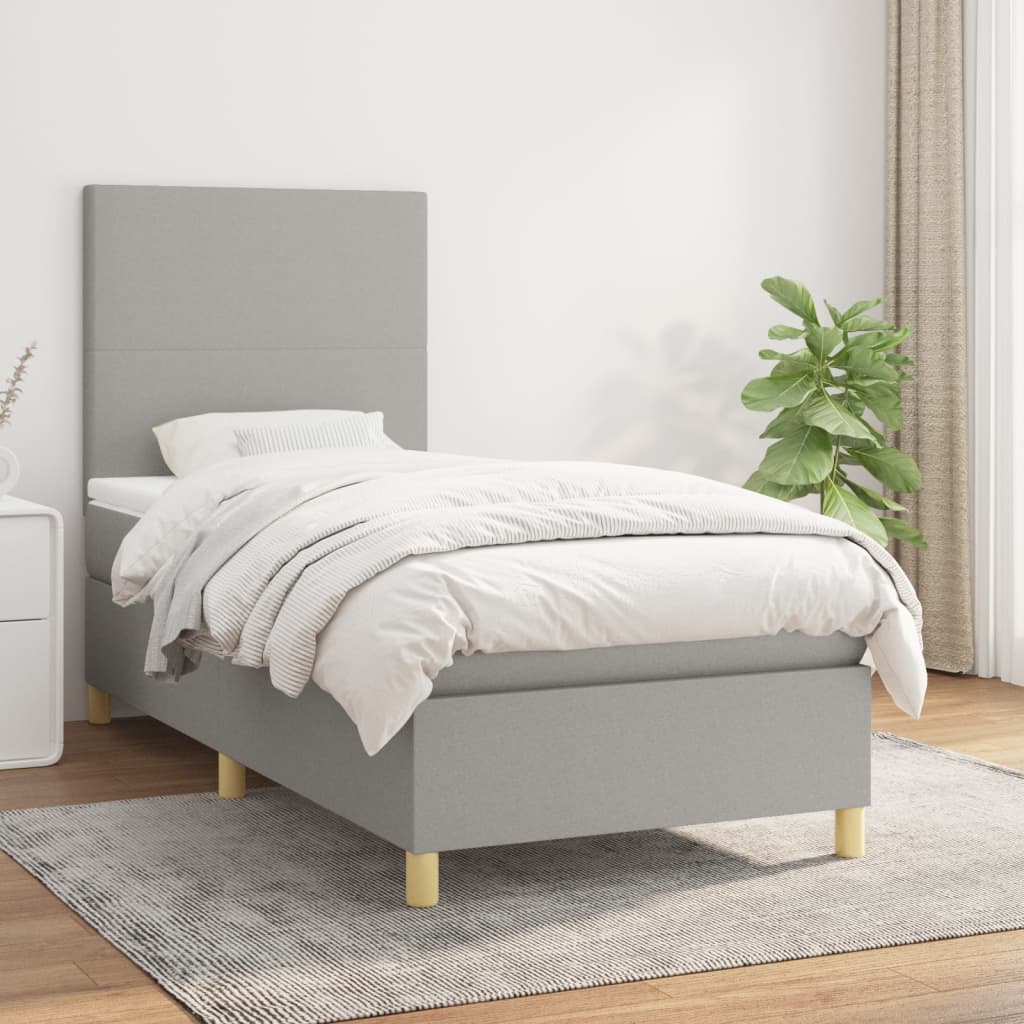 Sommier à lattes de lit avec matelas Gris clair 80x200 cm Tissu