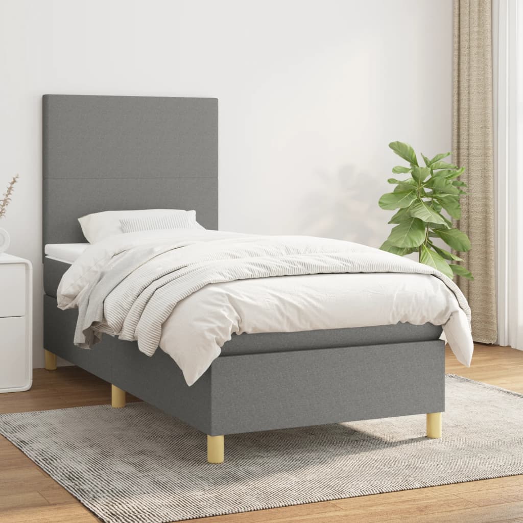 Sommier à lattes de lit avec matelas Gris foncé 80x200 cm Tissu