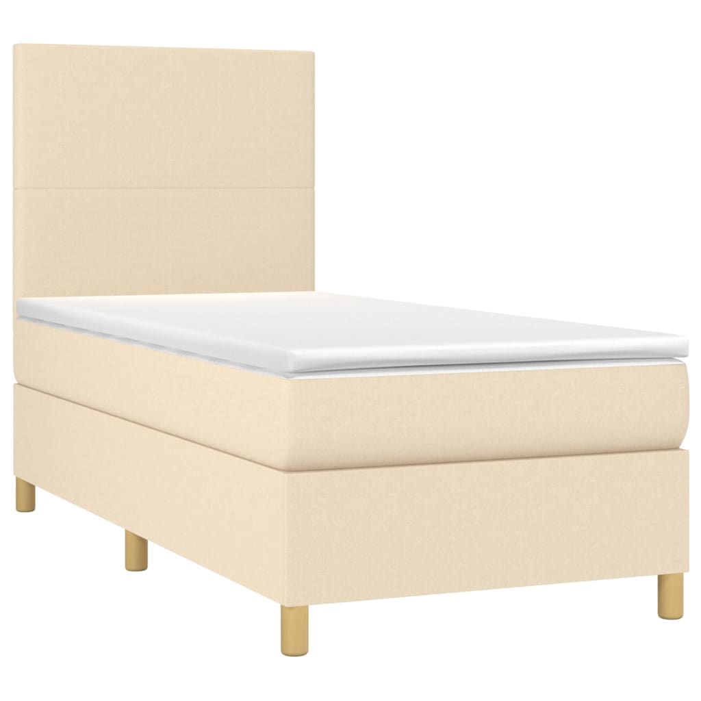 Sommier à lattes de lit avec matelas Crème 80x200 cm Tissu