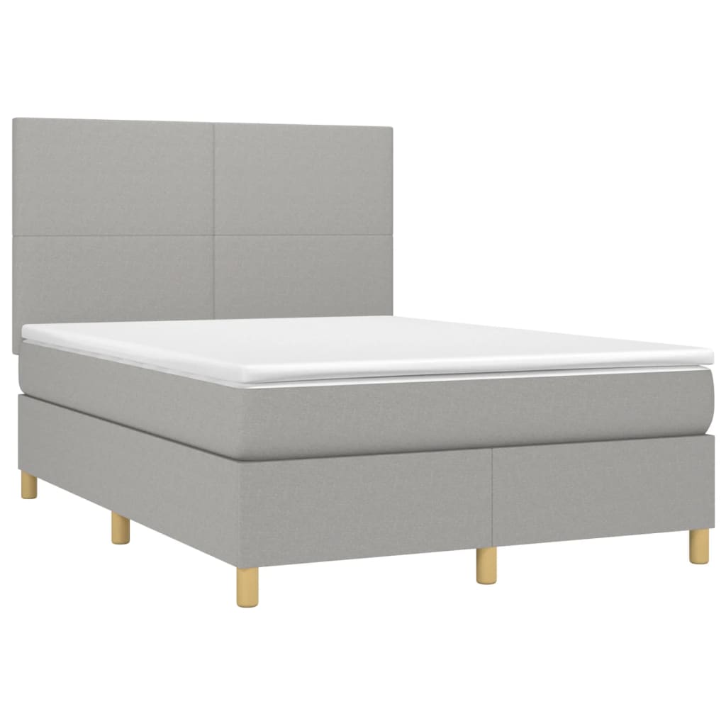 Sommier à lattes de lit avec matelas Gris clair 140x190cm Tissu