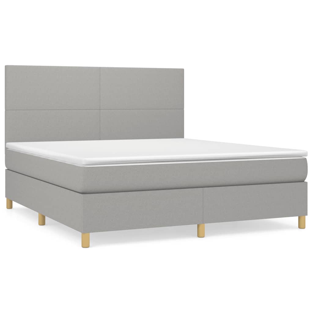 Sommier à lattes de lit avec matelas Gris clair 160x200cm Tissu