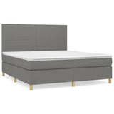 Sommier à lattes de lit avec matelas Gris foncé 160x200cm Tissu