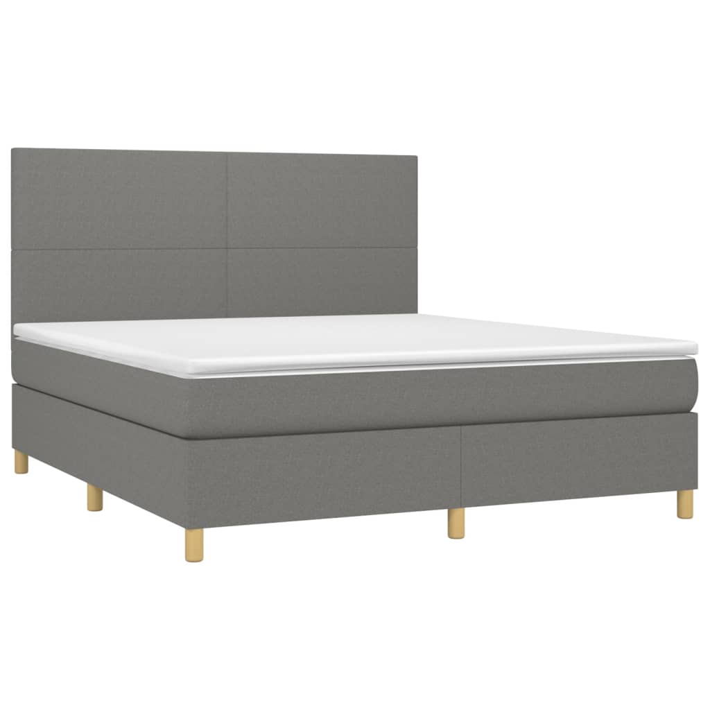 Sommier à lattes de lit avec matelas Gris foncé 160x200cm Tissu