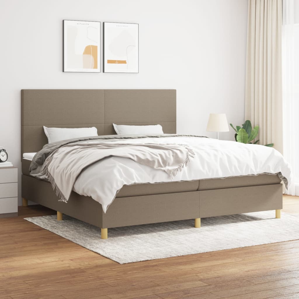 Sommier à lattes de lit avec matelas Taupe 200x200 cm Tissu