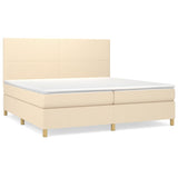 Sommier à lattes de lit avec matelas Crème 200x200 cm Tissu