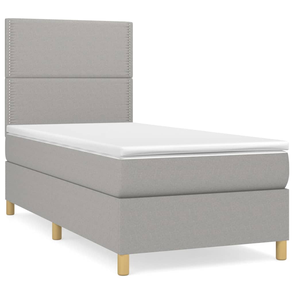 Sommier à lattes de lit avec matelas Gris clair 90x200 cm Tissu