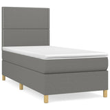 Sommier à lattes de lit avec matelas Gris foncé 100x200cm Tissu