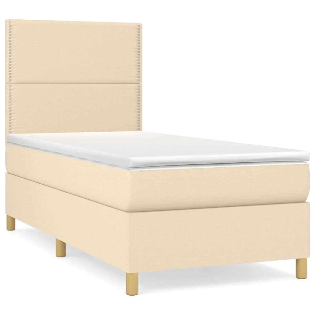 Sommier à lattes de lit avec matelas Crème 100x200 cm Tissu