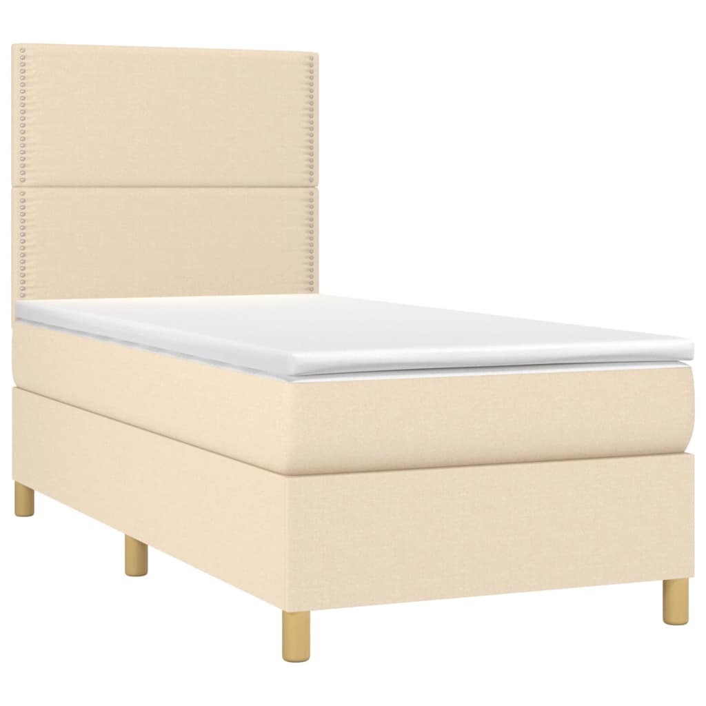 Sommier à lattes de lit avec matelas Crème 100x200 cm Tissu