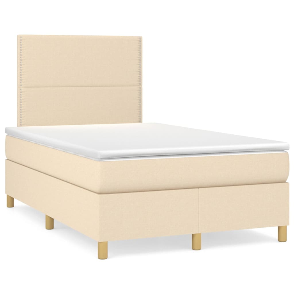 Sommier à lattes de lit avec matelas Crème 120x200 cm Tissu