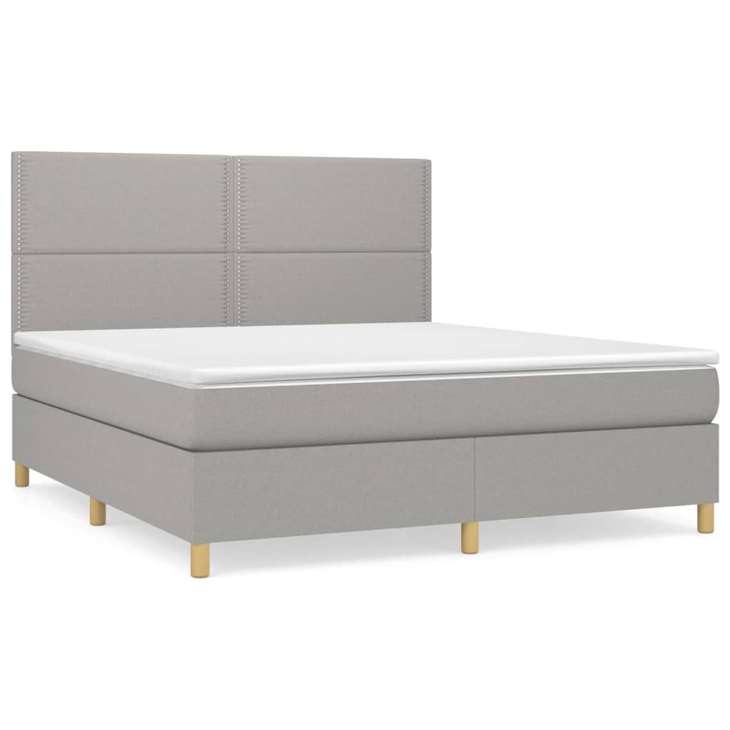 Sommier à lattes de lit avec matelas Gris clair 160x200cm Tissu