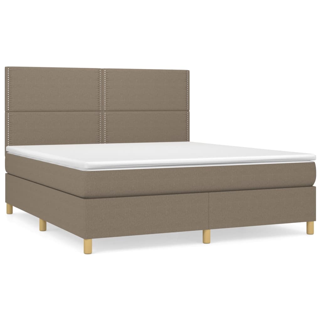 Sommier à lattes de lit avec matelas Taupe 160x200 cm Tissu