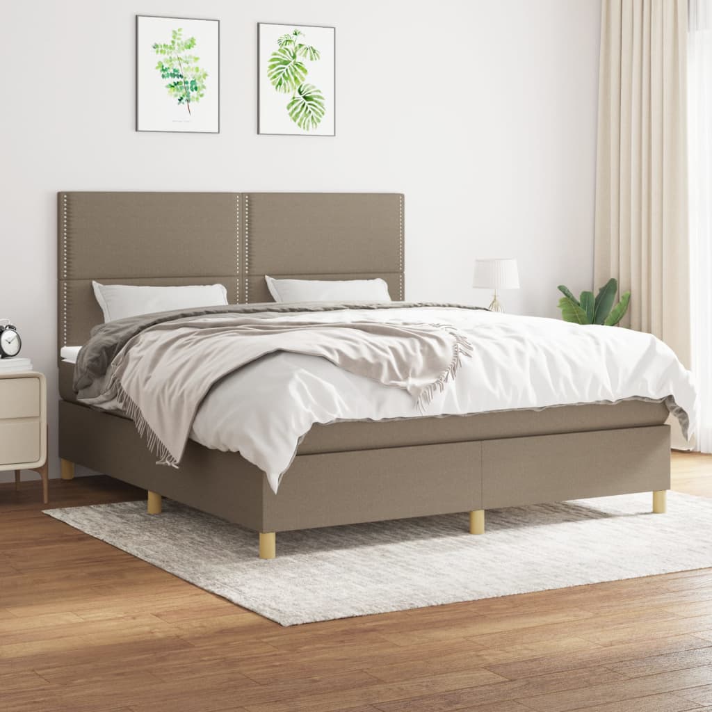 Sommier à lattes de lit avec matelas Taupe 160x200 cm Tissu