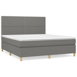 Sommier à lattes de lit avec matelas Gris foncé 180x200cm Tissu