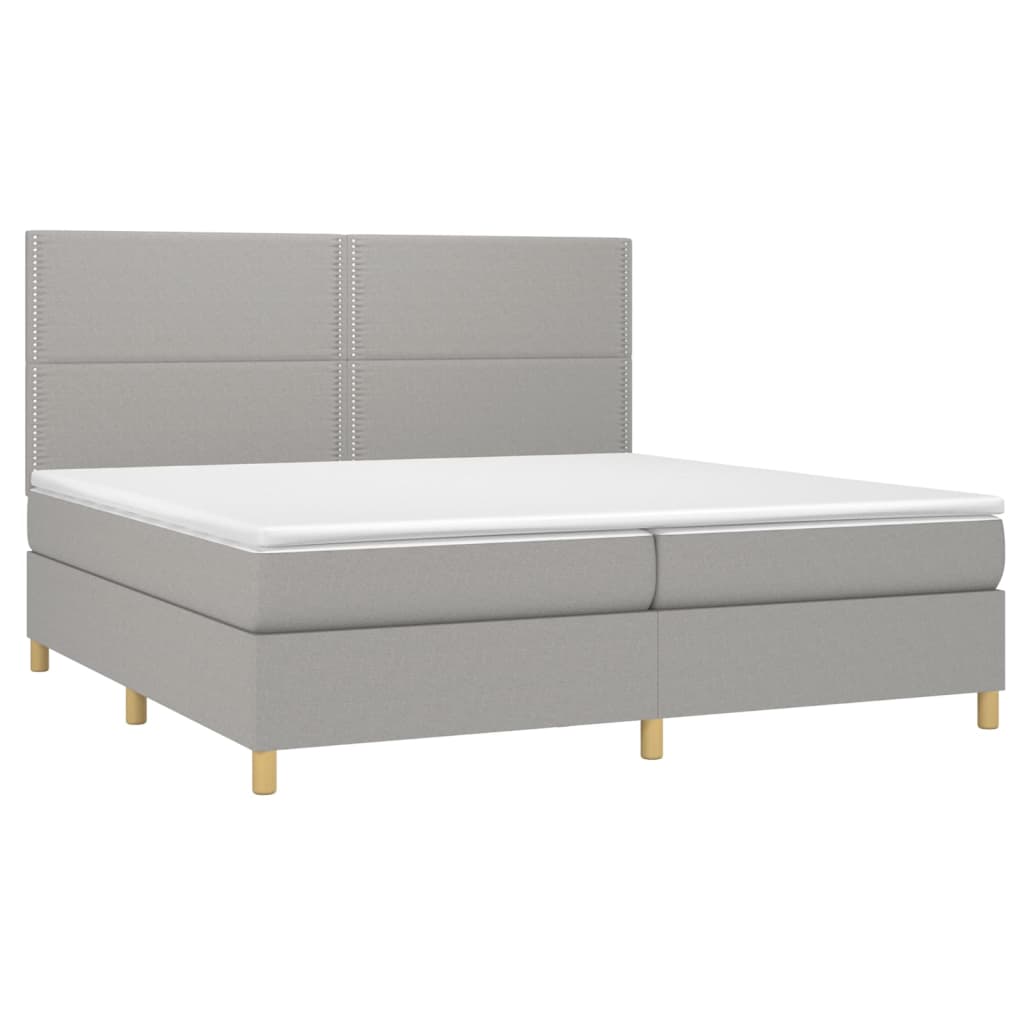 Sommier à lattes de lit avec matelas Gris clair 200x200cm Tissu