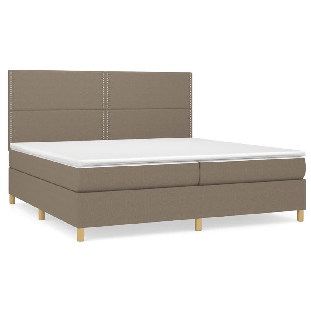 Sommier à lattes de lit avec matelas Taupe 200x200 cm Tissu