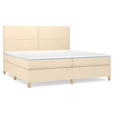 Sommier à lattes de lit avec matelas Crème 200x200 cm Tissu