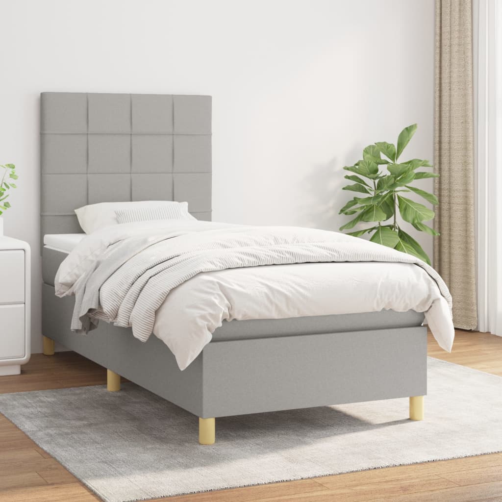 Sommier à lattes de lit avec matelas Gris clair 80x200 cm Tissu