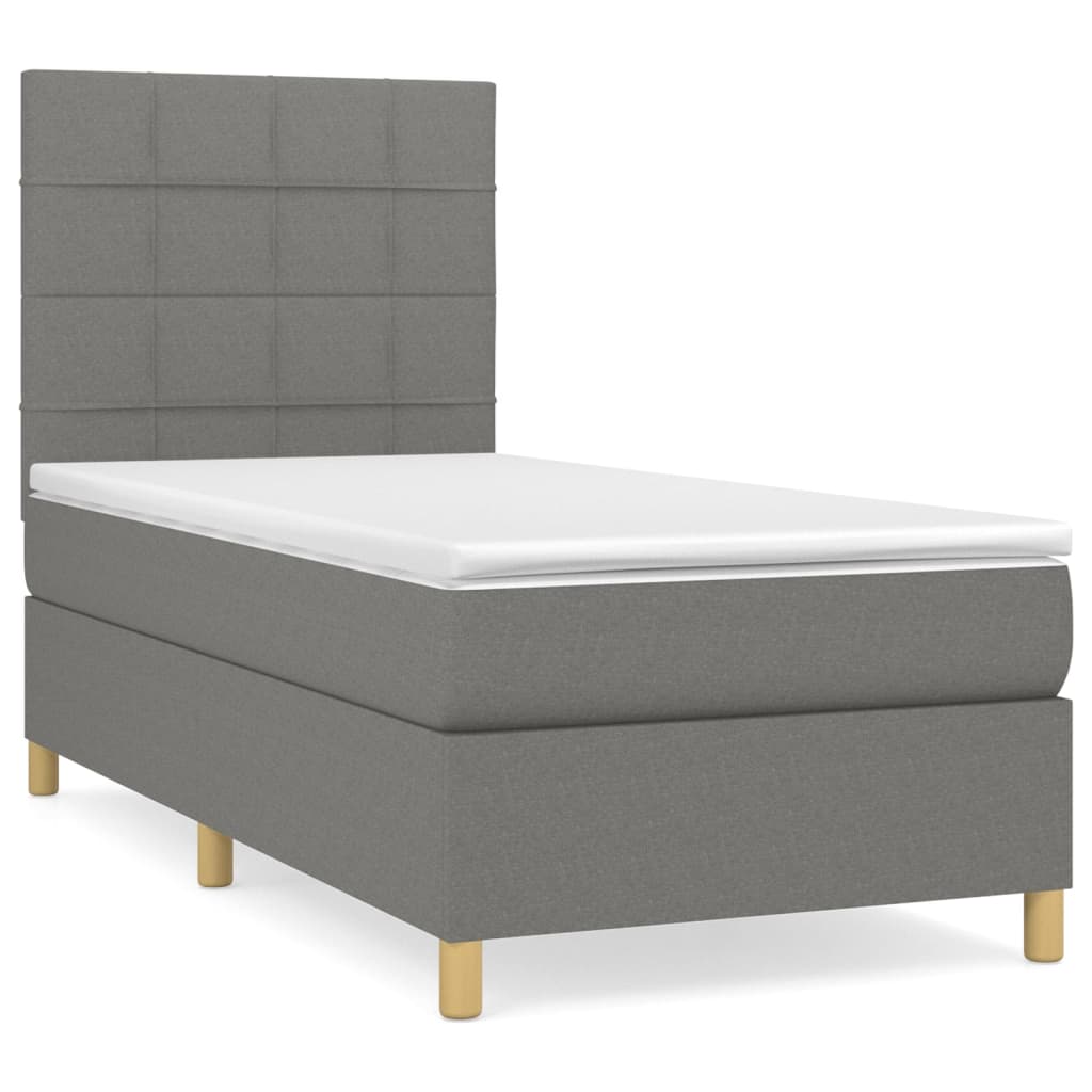 Sommier à lattes de lit avec matelas Gris foncé 80x200 cm Tissu