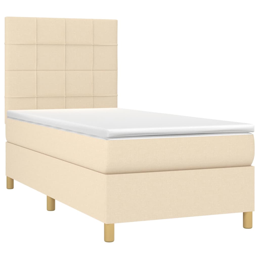 Sommier à lattes de lit avec matelas Crème 80x200 cm Tissu